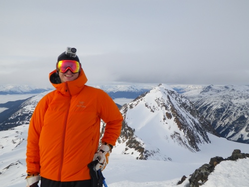 Myself, enjoying the views atop Whirlwind. Fissile peak in the background.